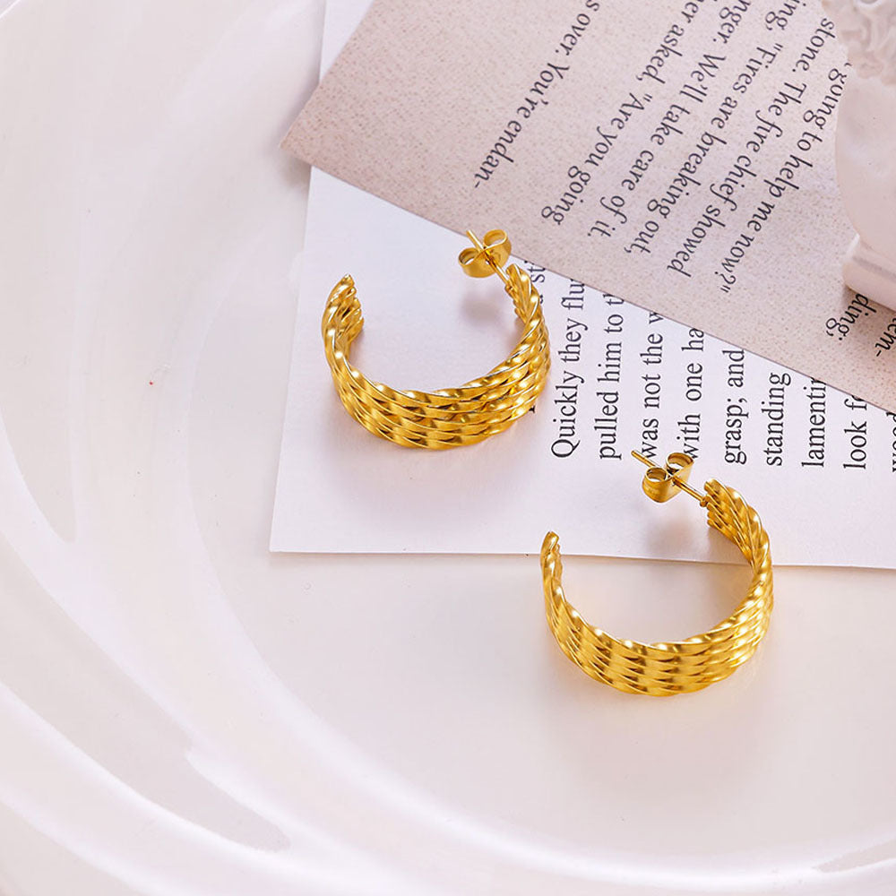 Chic Chunk Hoop Earrings - ILA1044